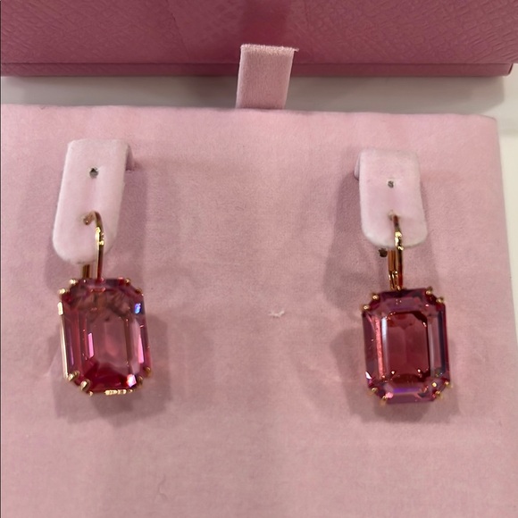 SWAROVSKI Millenia drop earrings Octagon cut, Pink, Rose gold-tone plated NEW - Picture 2 of 6